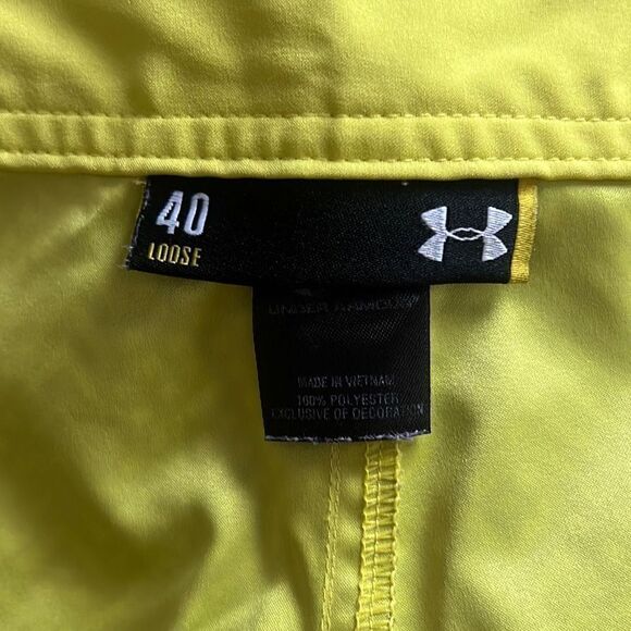 Under Armour Men's Yellow Black Abstract Loose Swim Board Shorts Size 40 - Picture 6 of 6